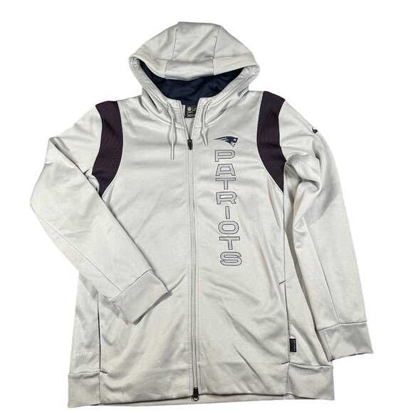 New England Patriots Mens XL Nike Gray Sideline Team Full Zip Hoodie Jacket - Picture 1 of 15
